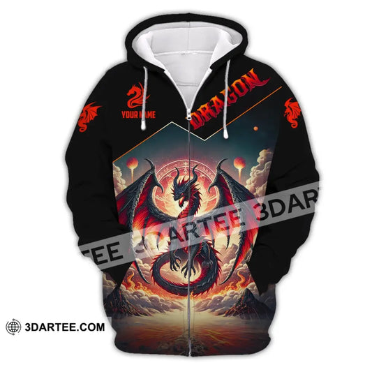 Unisex Shirt Custom Name Dragon T-Shirt Hoodie Long Sleeve Zipper / S T-Shirt