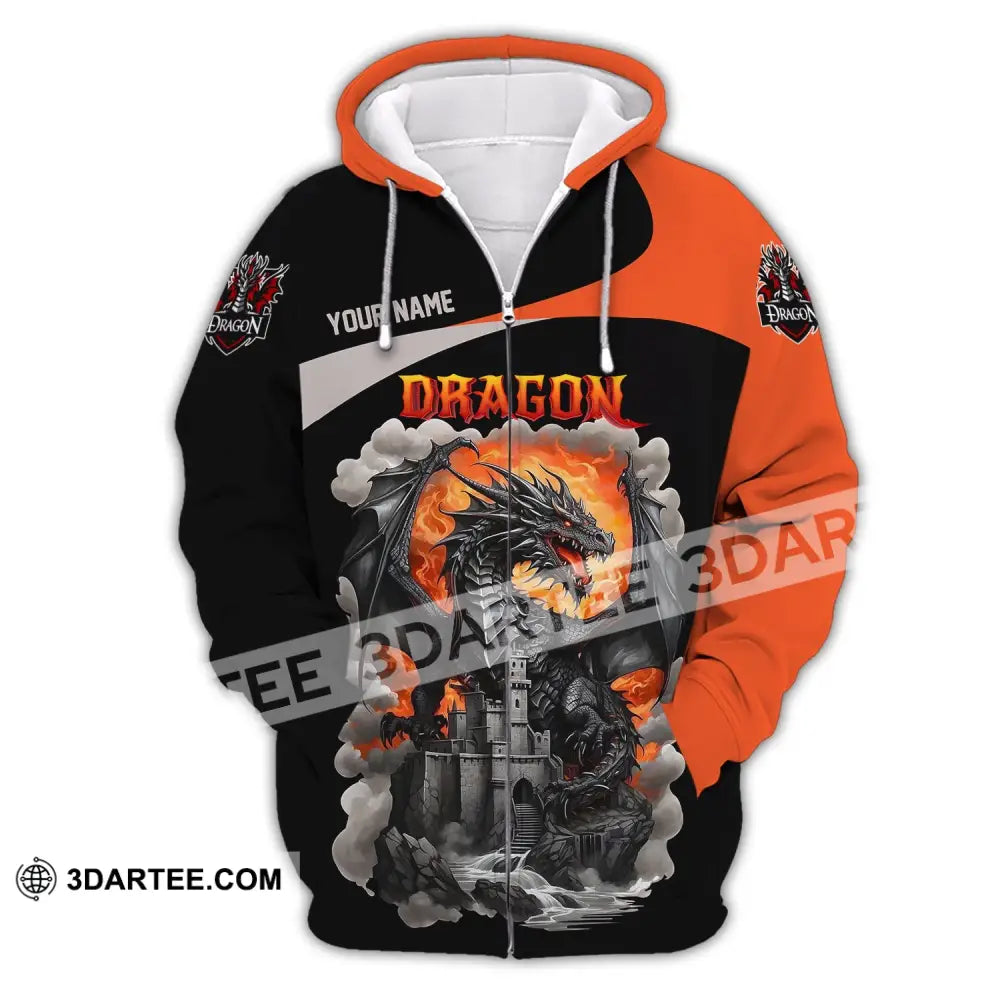 Unisex Shirt Custom Name Dragon T-Shirt Hoodie Long Sleeve Zipper / S T-Shirt