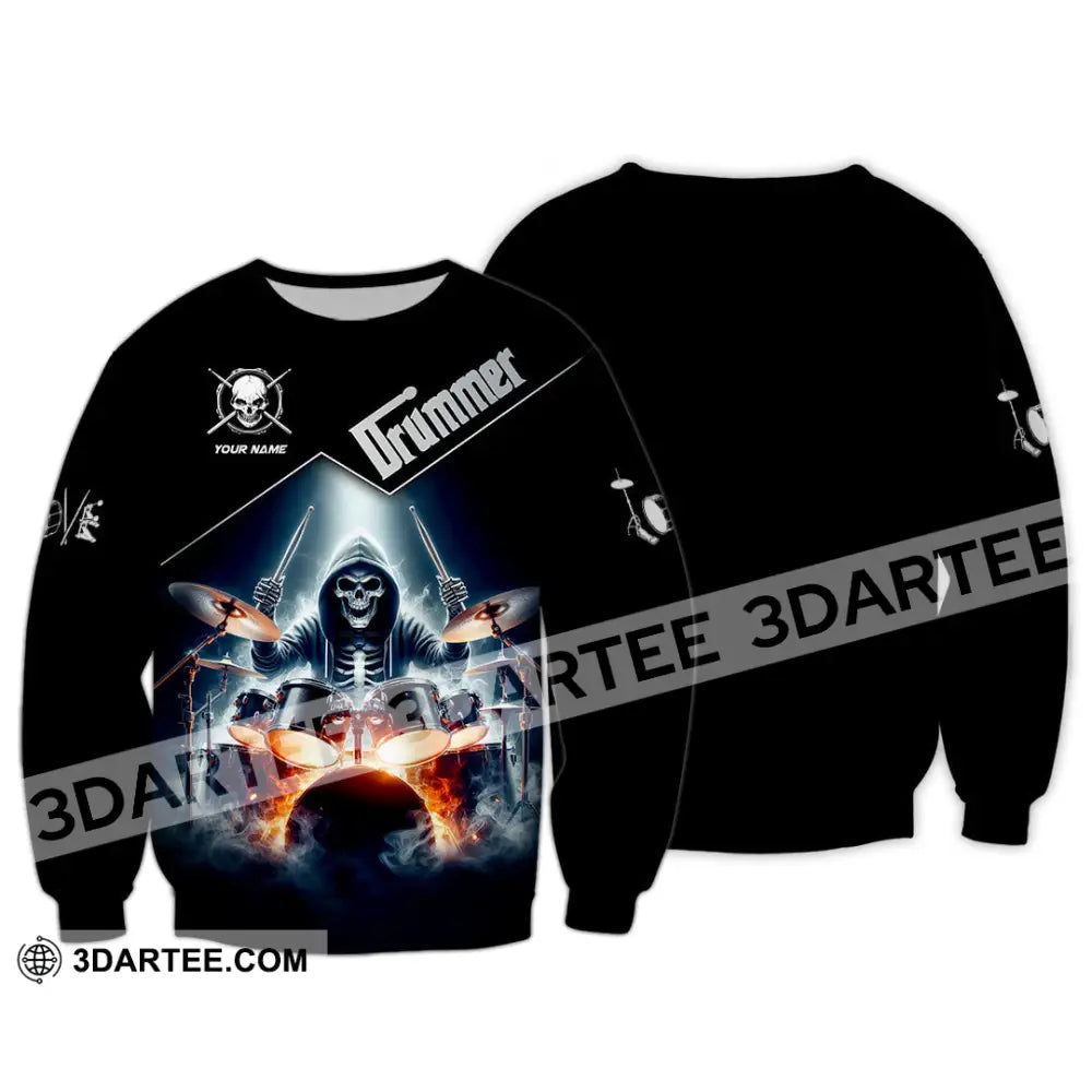 Unisex Shirt Custom Name Drummer Drumming Lover Polo Long Sleeve Gift / S T-Shirt