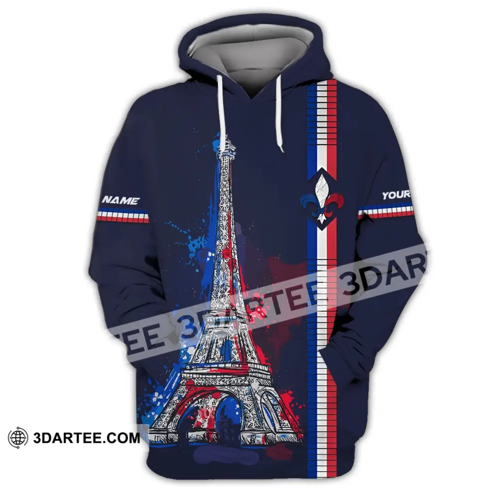 Unisex Shirt - Custom Name Eiffel Tower France Color Hoodie / S T-Shirt