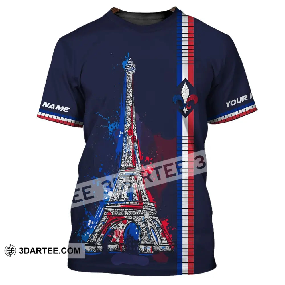 Unisex Shirt - Custom Name Eiffel Tower France Color T-Shirt / S T-Shirt