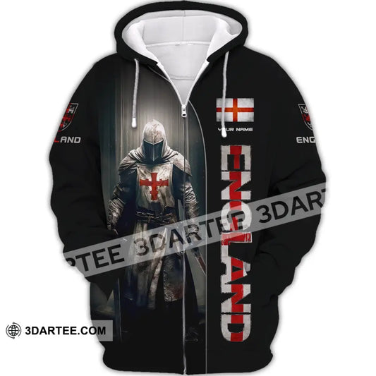 Unisex Shirt Custom Name England English Pride Gift Zipper Hoodie / S T-Shirt