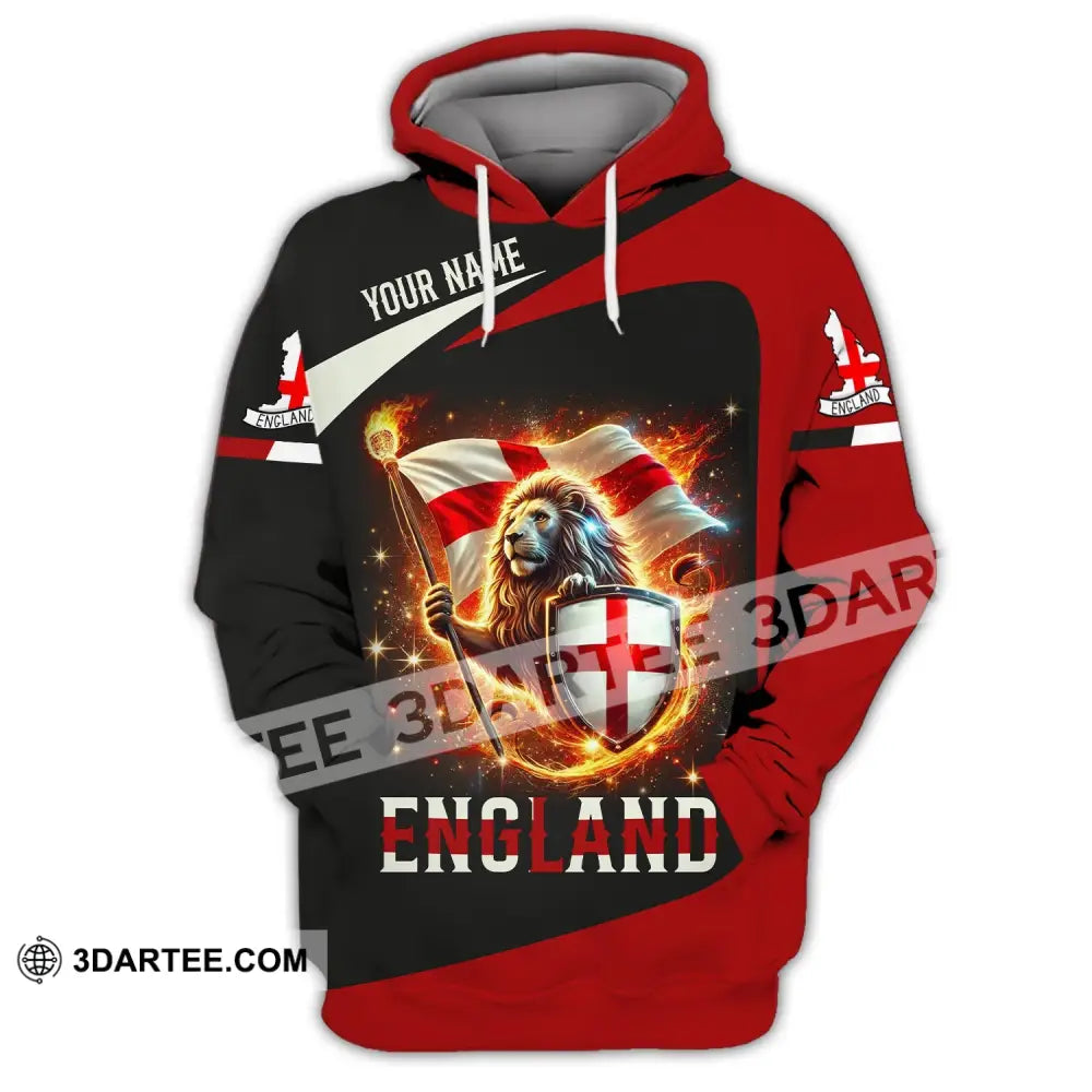 Unisex Shirt - Custom Name England Fire Lion Hoodie / S T-Shirt