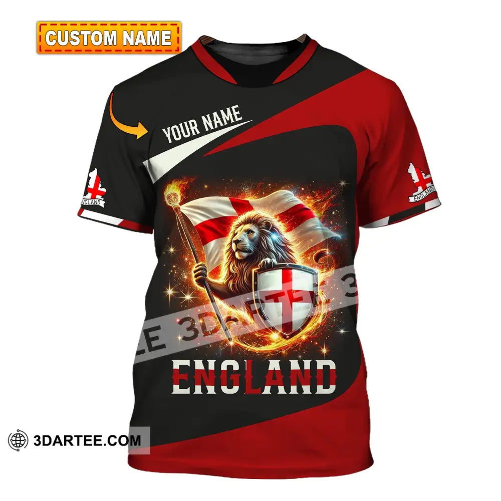 Unisex Shirt - Custom Name England Fire Lion T-Shirt