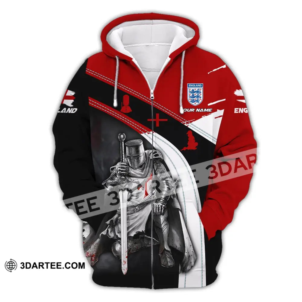 Unisex Shirt Custom Name England Knight English T-Shirt Zipper Hoodie / S