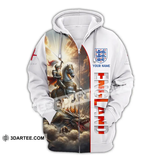 Unisex Shirt Custom Name England Knight Gift For English Zipper Hoodie / S T-Shirt