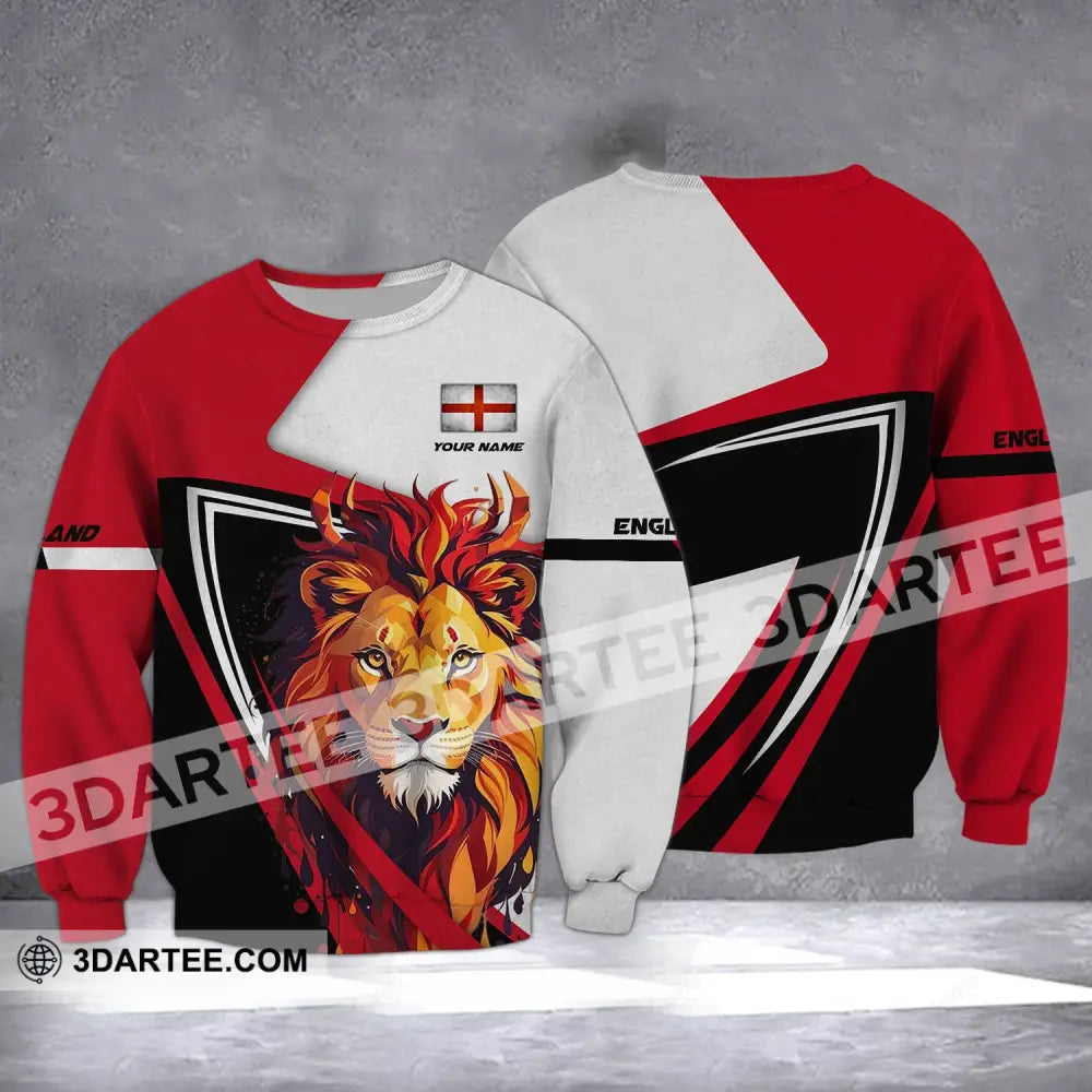 Unisex Shirt - Custom Name England Lion Clothing Long Sleeve / S T-Shirt