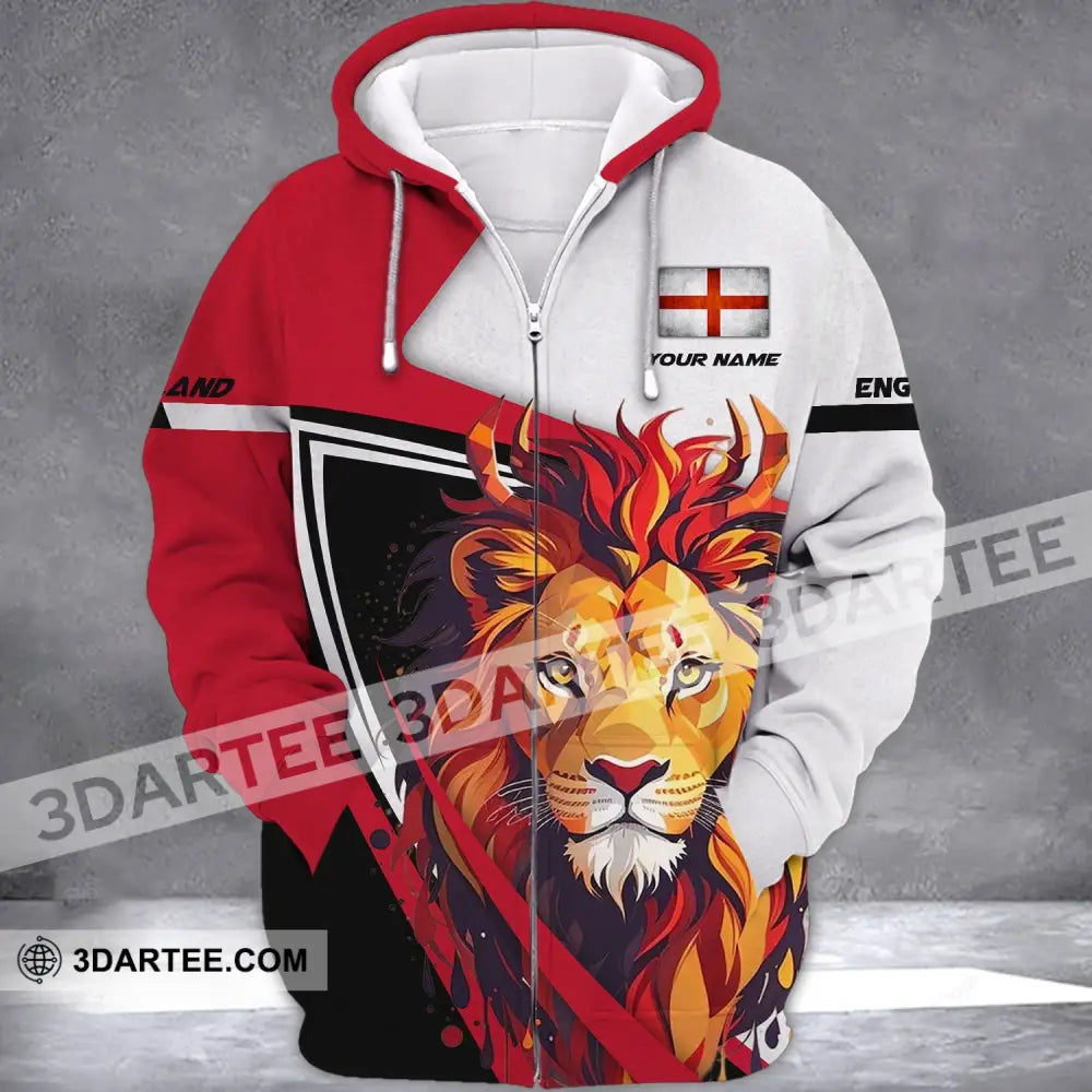 Unisex Shirt - Custom Name England Lion Clothing Zipper Hoodie / S T-Shirt