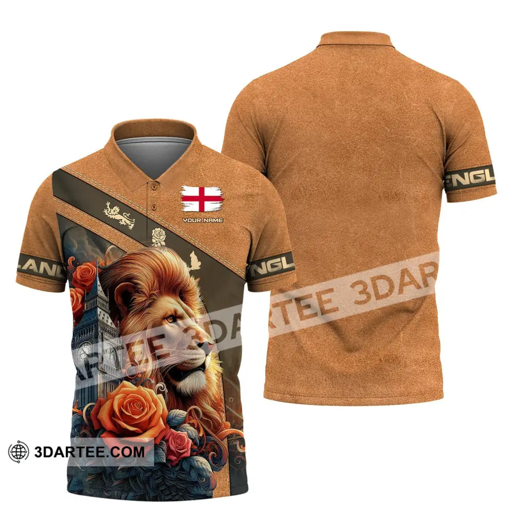 Unisex Shirt Custom Name England Love Polo Long Sleeve English / S T-Shirt