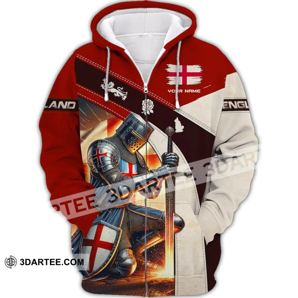 Unisex Shirt Custom Name England Lover Polo Long Sleeve Gift Zipper Hoodie / S T-Shirt