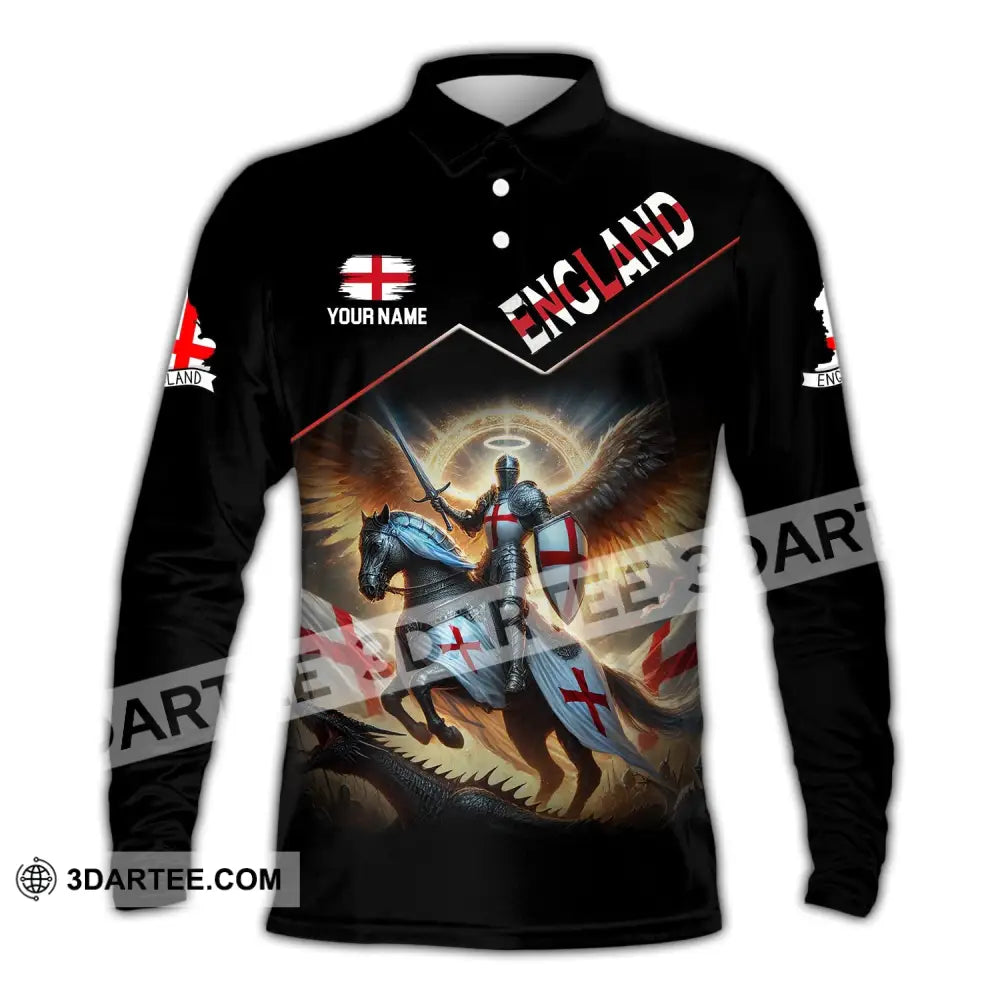 Unisex Shirt Custom Name England Polo Long Sleeve English Gift / S T-Shirt