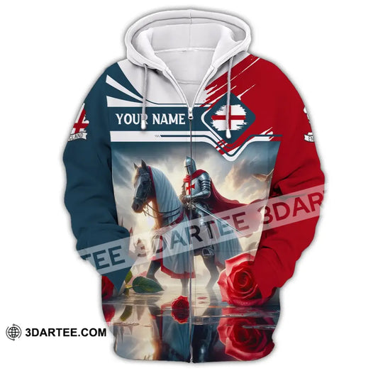 Unisex Shirt Custom Name England Polo Long Sleeve English Gift Zipper Hoodie / S T-Shirt