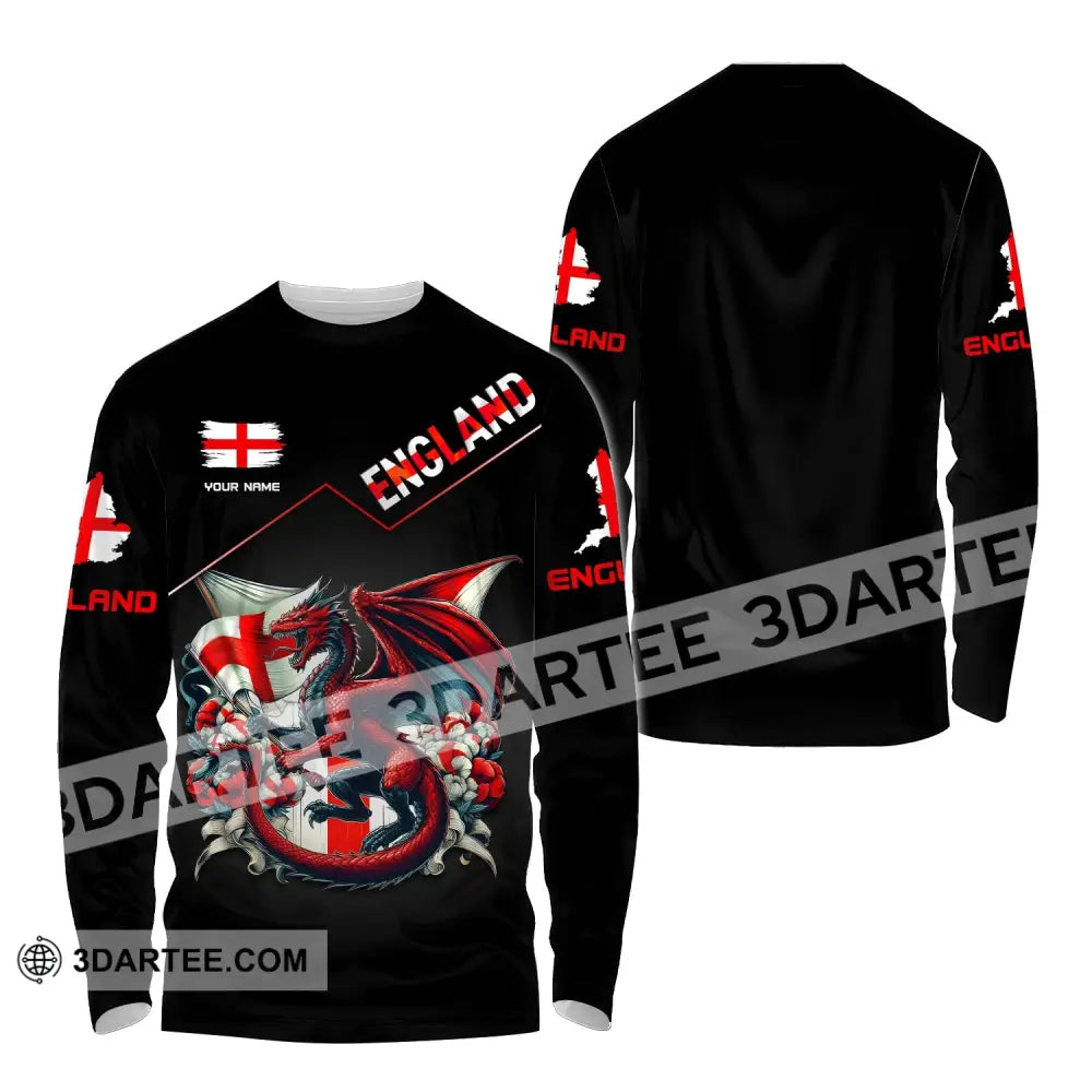 Unisex Shirt Custom Name England Polo Long Sleeve For English / S T-Shirt