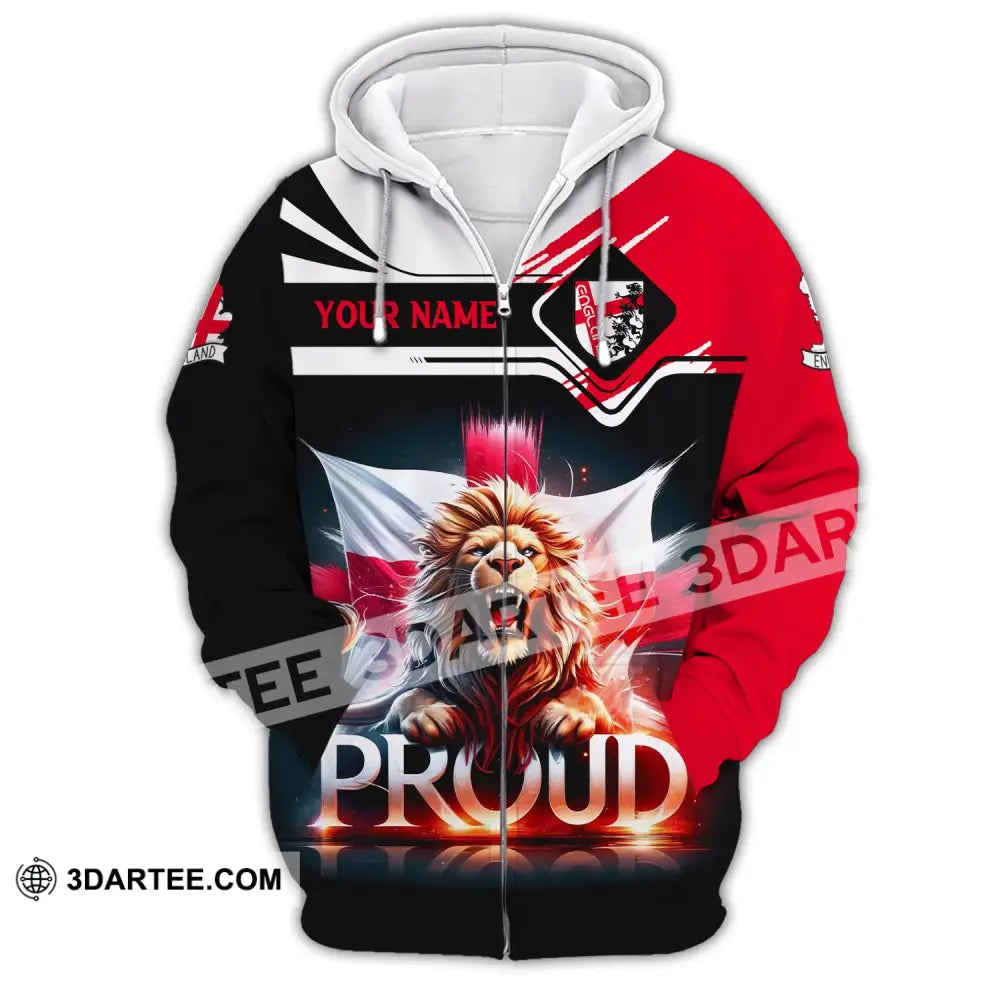 Unisex Shirt Custom Name England Proud Polo Long Sleeve English Gift Zipper Hoodie / S T-Shirt