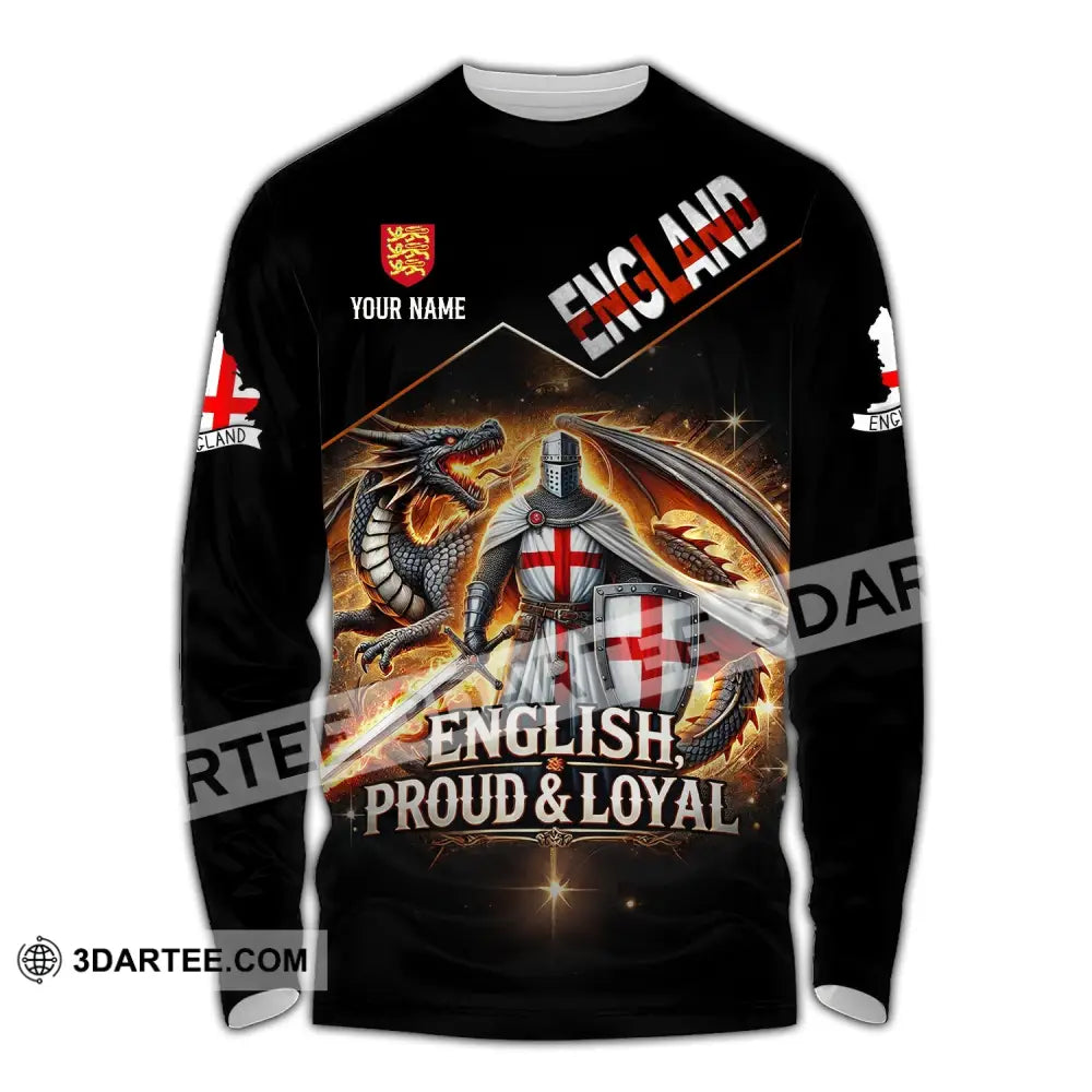 Unisex Shirt - Custom Name English Proud & Loyal Long Sleeve / S T-Shirt