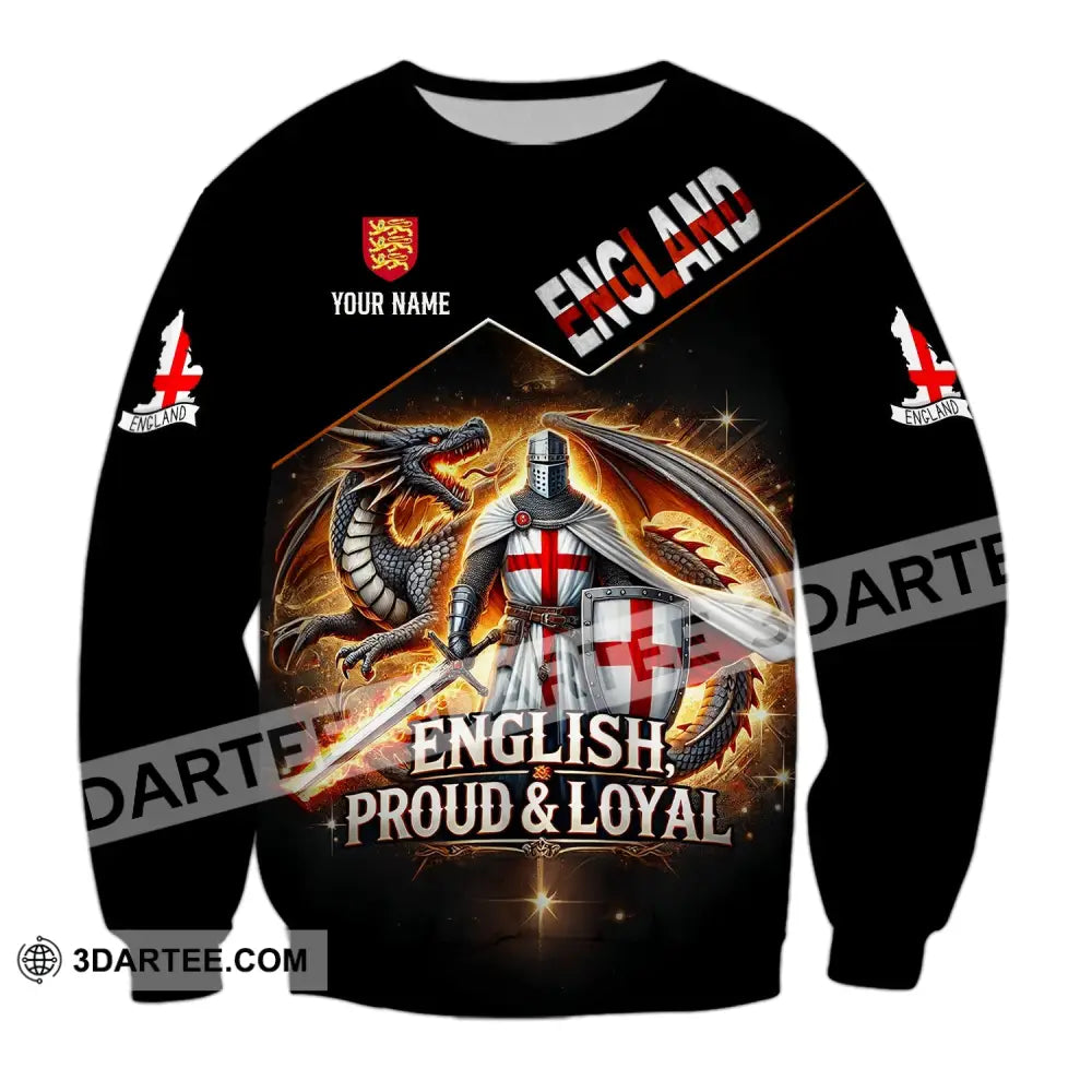 Unisex Shirt - Custom Name English Proud & Loyal Long Sleeve / S T-Shirt