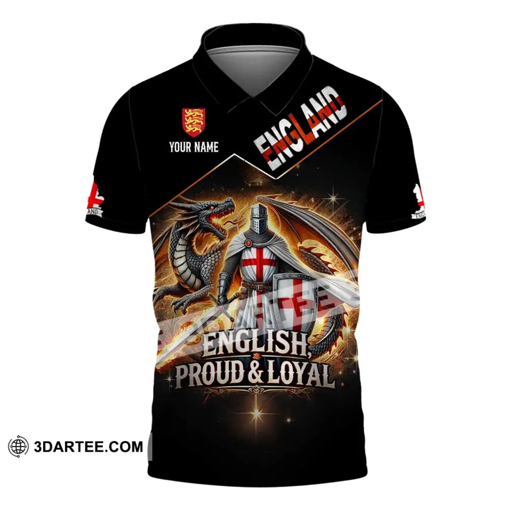 Unisex Shirt - Custom Name English Proud & Loyal Polo / S T-Shirt