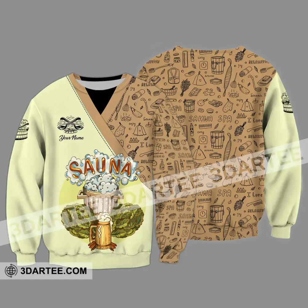 Unisex Shirt - Custom Name Enjoy Sauna Long Sleeve / S T-Shirt