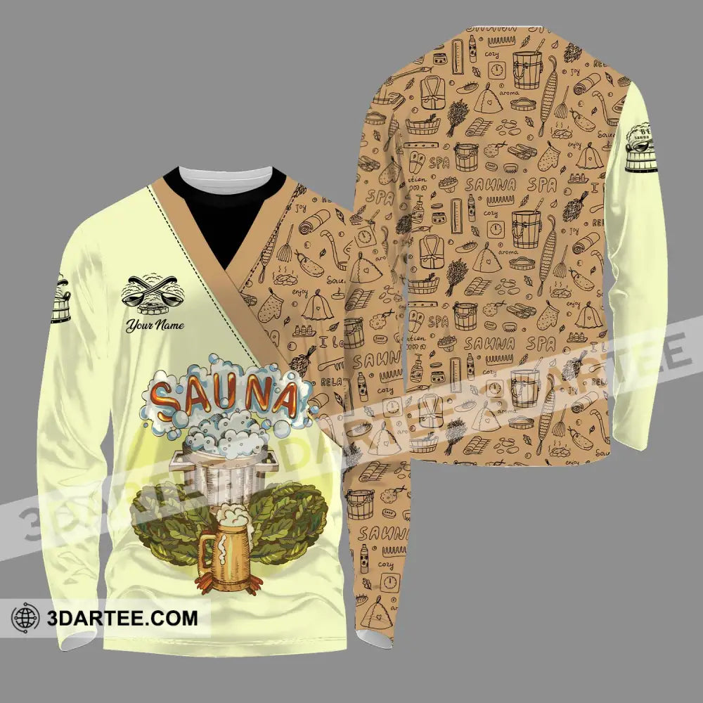 Unisex Shirt - Custom Name Enjoy Sauna Long Sleeve / S T-Shirt