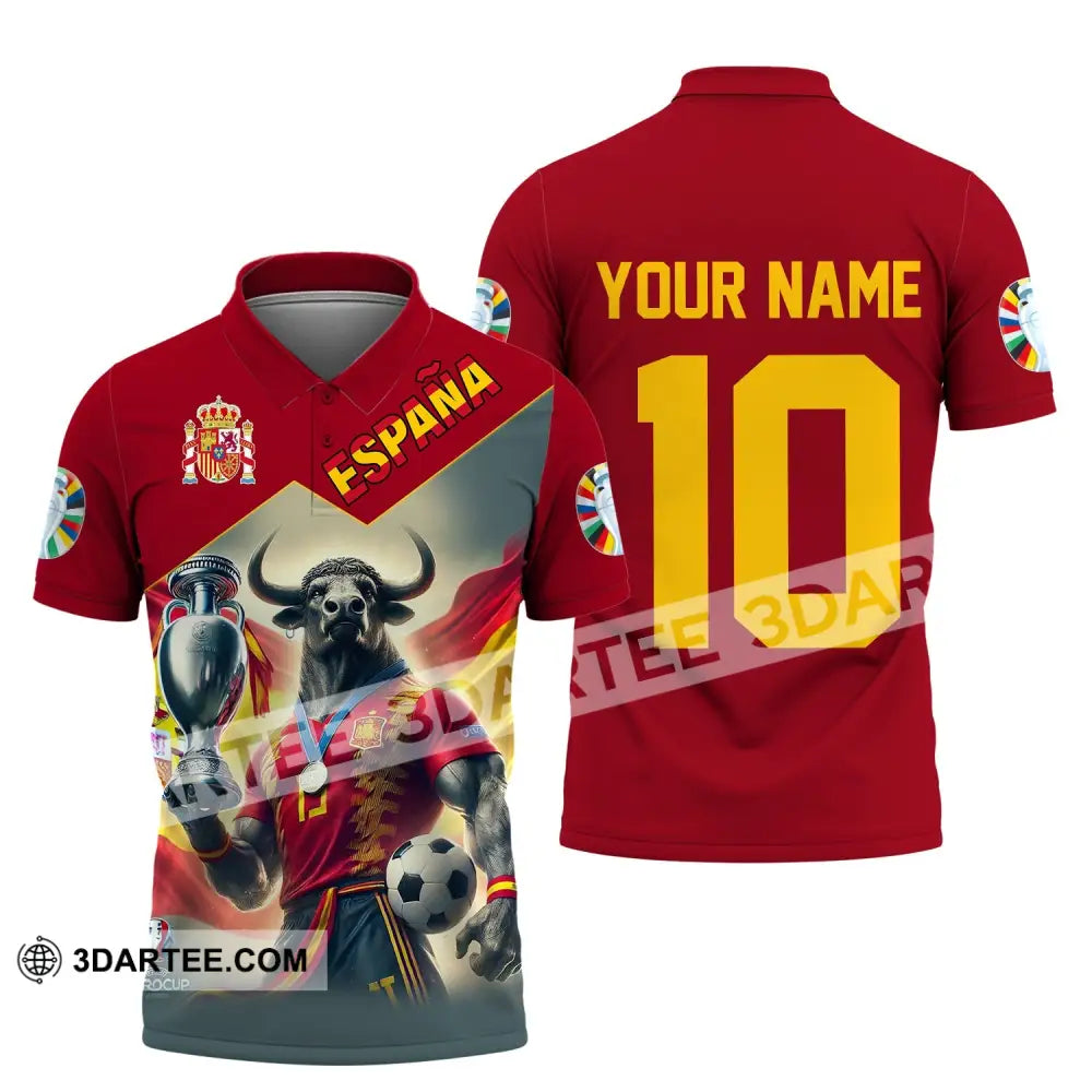 Unisex Shirt Custom Name Espana Football Polo Euro 2024 Hoodie Long Sleeve / S T-Shirt