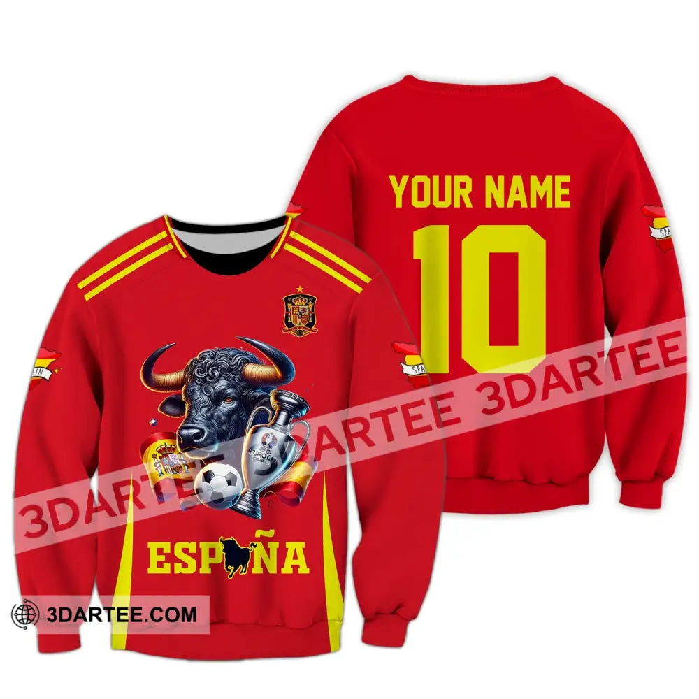 Unisex Shirt Custom Name Espana Football Polo Euro 2024 Hoodie Long Sleeve / S T-Shirt