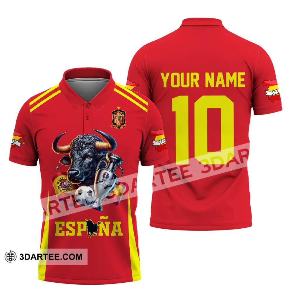 Unisex Shirt Custom Name Espana Football Polo Euro 2024 Hoodie Long Sleeve / S T-Shirt