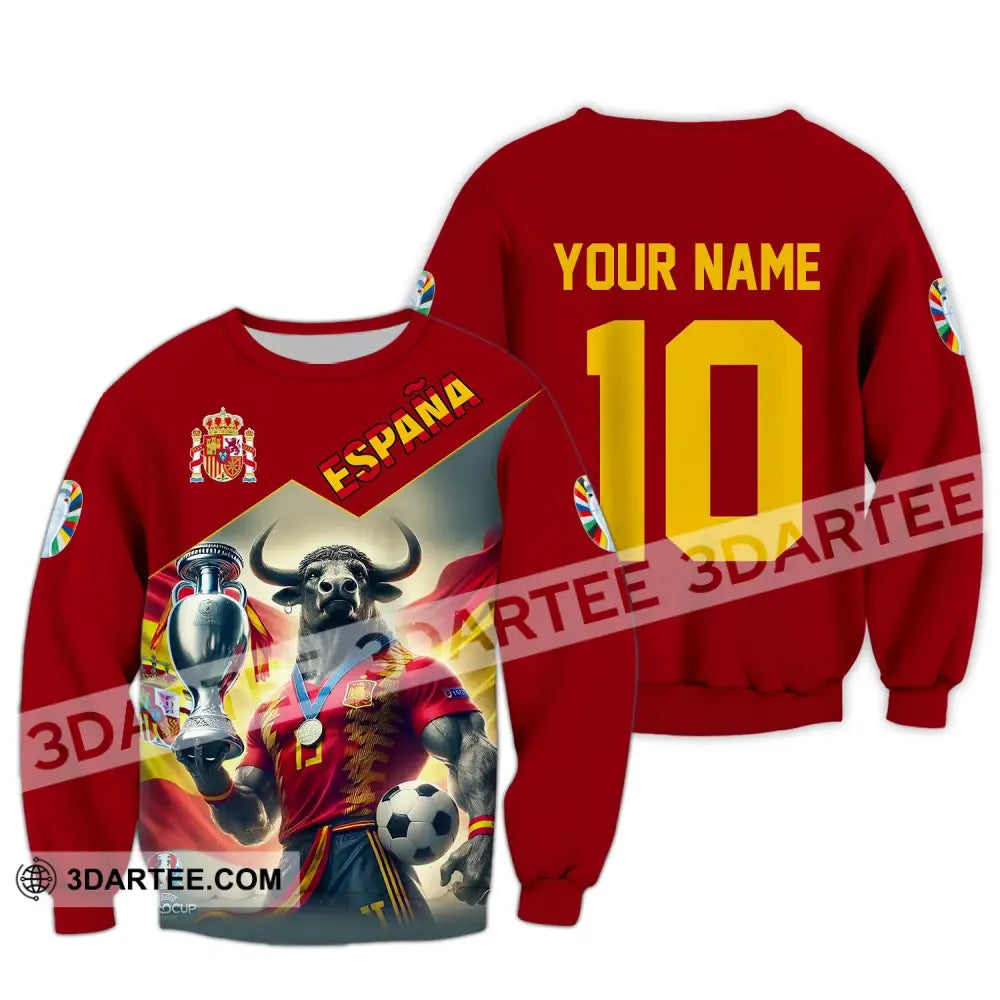 Unisex Shirt Custom Name Espana Football Polo Euro 2024 Hoodie Long Sleeve / S T-Shirt