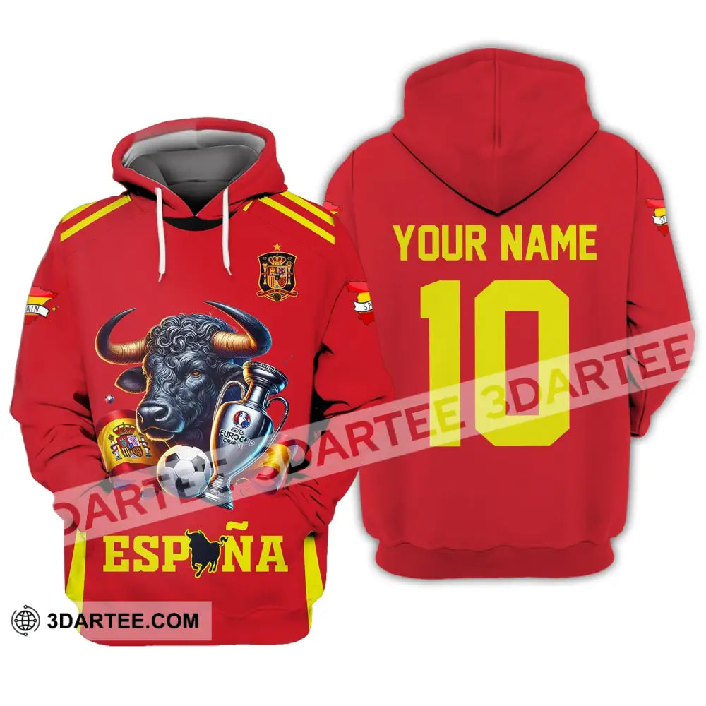 Unisex Shirt Custom Name Espana Football Polo Euro 2024 Hoodie Long Sleeve / S T-Shirt