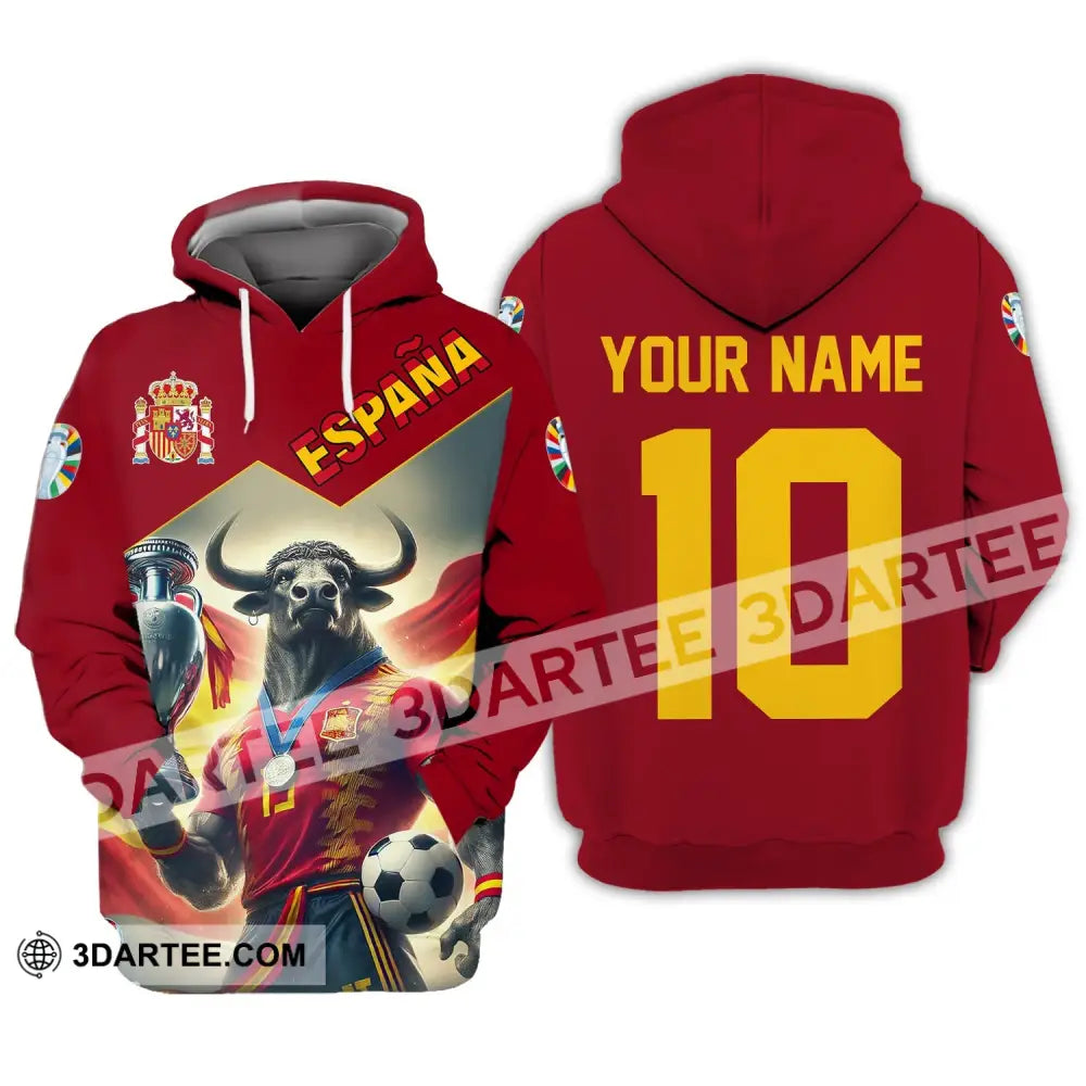 Unisex Shirt Custom Name Espana Football Polo Euro 2024 Hoodie Long Sleeve / S T-Shirt