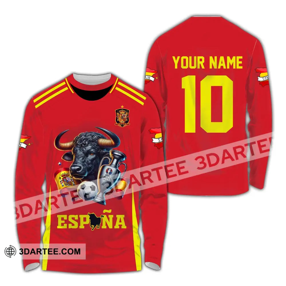 Unisex Shirt Custom Name Espana Football Polo Euro 2024 Hoodie Long Sleeve / S T-Shirt