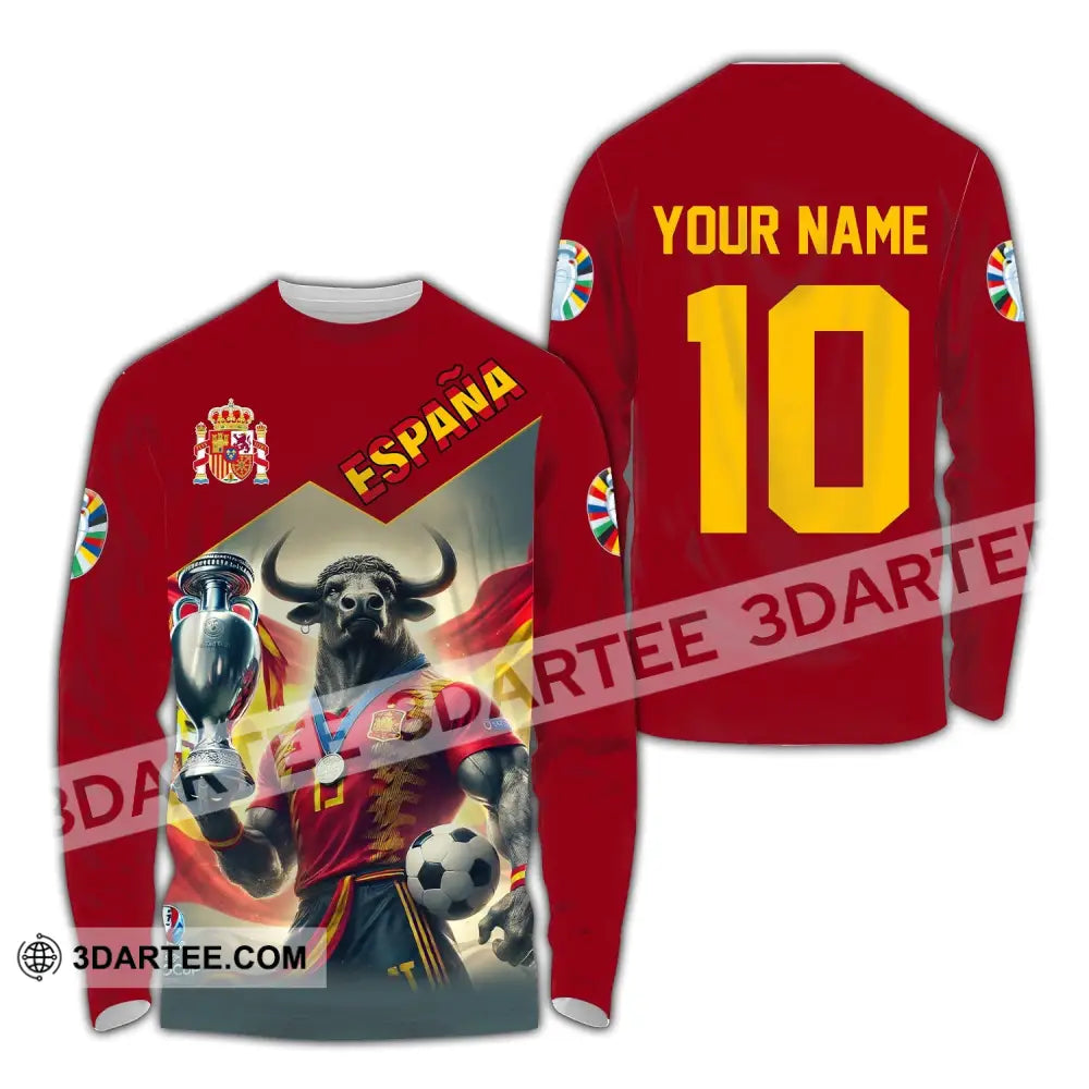 Unisex Shirt Custom Name Espana Football Polo Euro 2024 Hoodie Long Sleeve / S T-Shirt