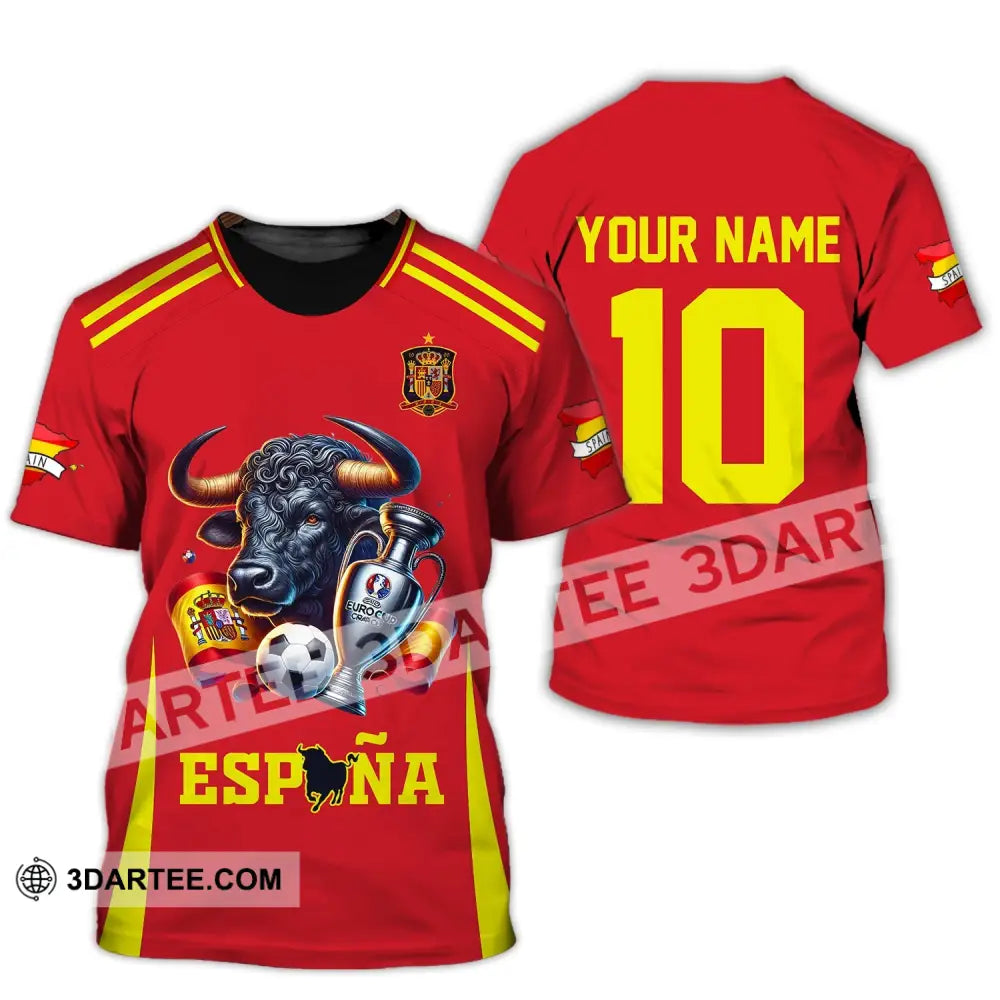 Unisex Shirt Custom Name Espana Football Polo Euro 2024 Hoodie Long Sleeve T-Shirt / S