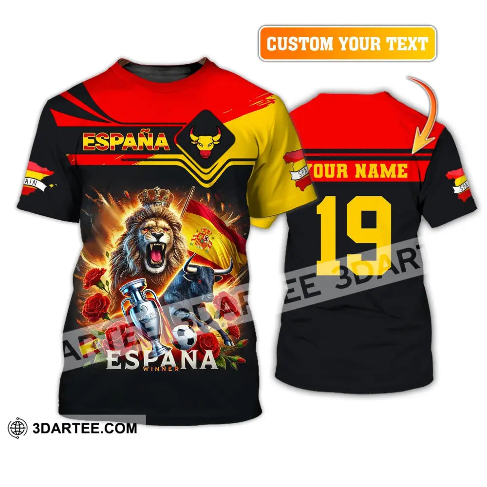 Unisex Shirt Custom Name España Football Polo Long Sleeve Soccer Lover T-Shirt