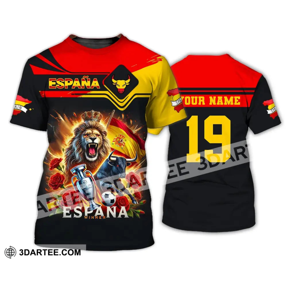 Unisex Shirt Custom Name España Football Polo Long Sleeve Soccer Lover T-Shirt / S