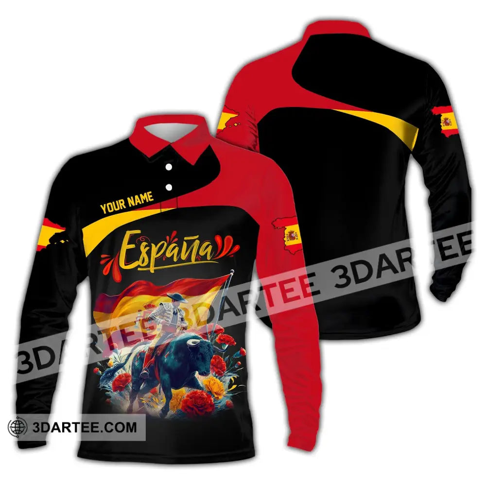 Unisex Shirt Custom Name España Polo Espana Football Hoodie Long Sleeve / S T-Shirt