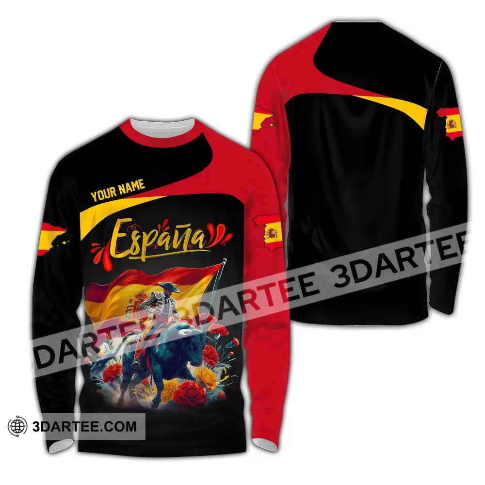 Unisex Shirt Custom Name España Polo Espana Football Hoodie Long Sleeve / S T-Shirt