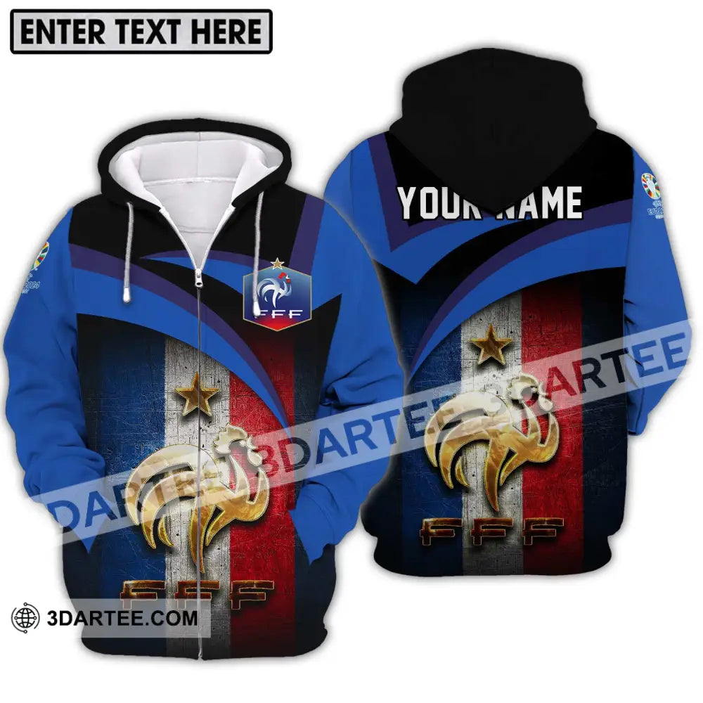 Unisex Shirt - Custom Name Euro 2024 France National Team Fff Zipper Hoodie / S T-Shirt