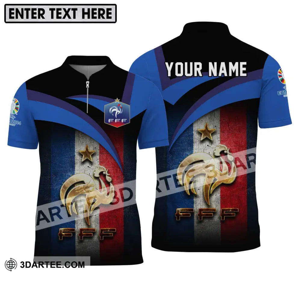 Unisex Shirt - Custom Name Euro 2024 France National Team Fff Zipper Polo / S T-Shirt