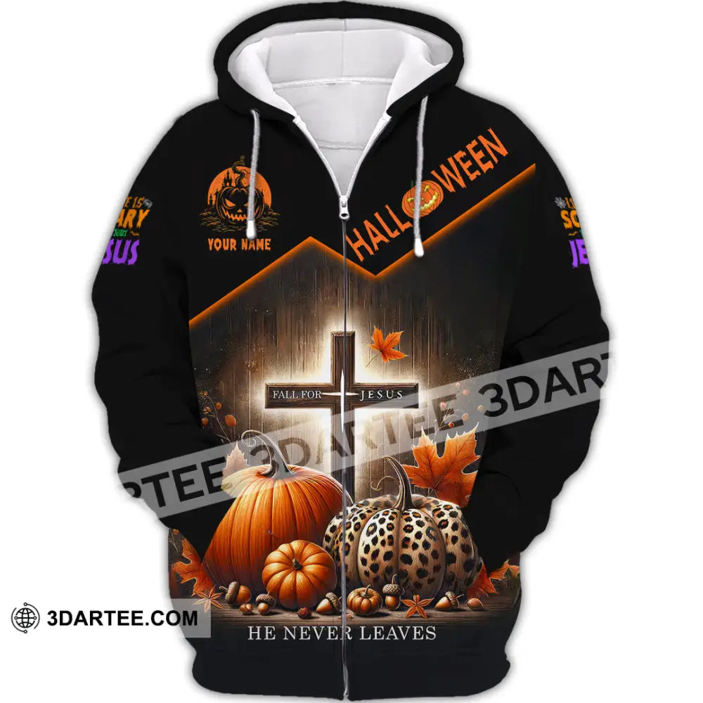 Unisex Shirt Custom Name Fall For Jesus Halloween T-Shirt Gift Zipper Hoodie / S T-Shirt