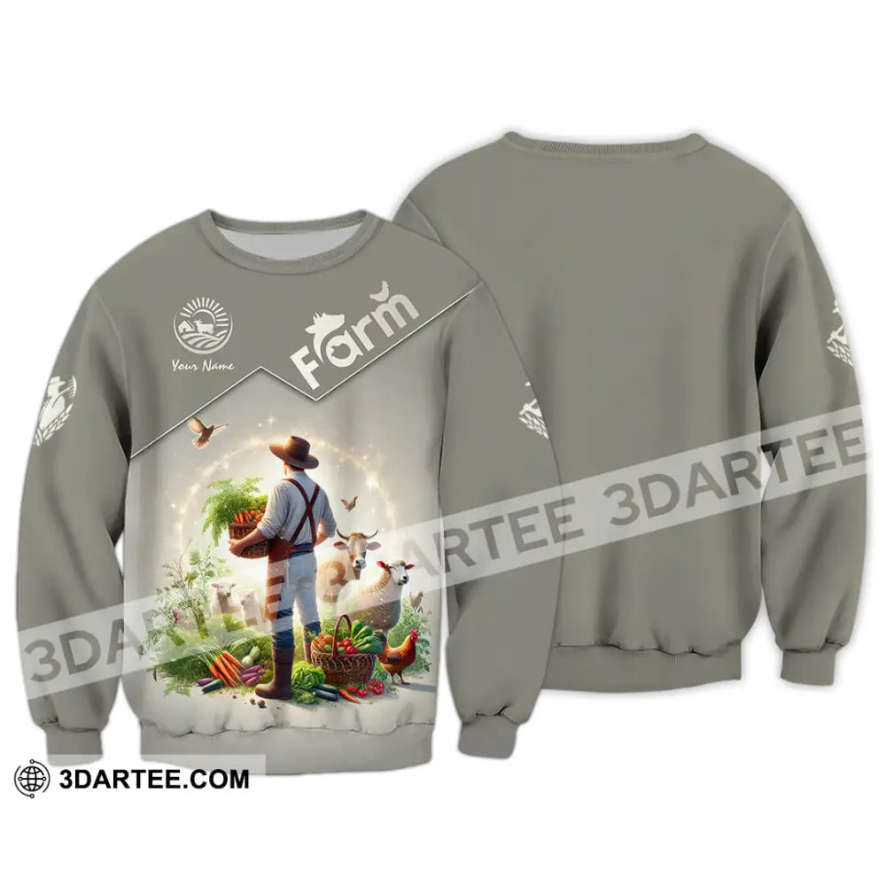 Unisex Shirt Custom Name Farmer Long Sleeve Polo / S T-Shirt