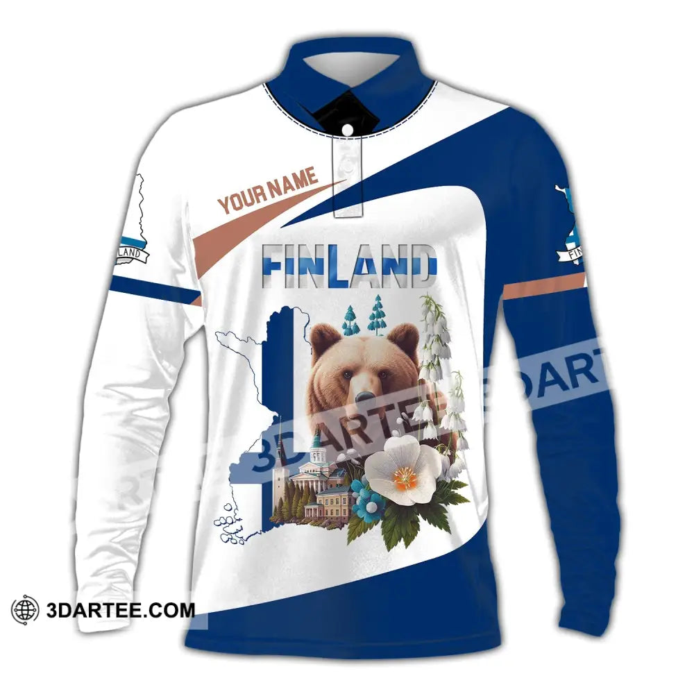 Unisex Shirt Custom Name Finland Polo Long Sleeve Gift / S T-Shirt