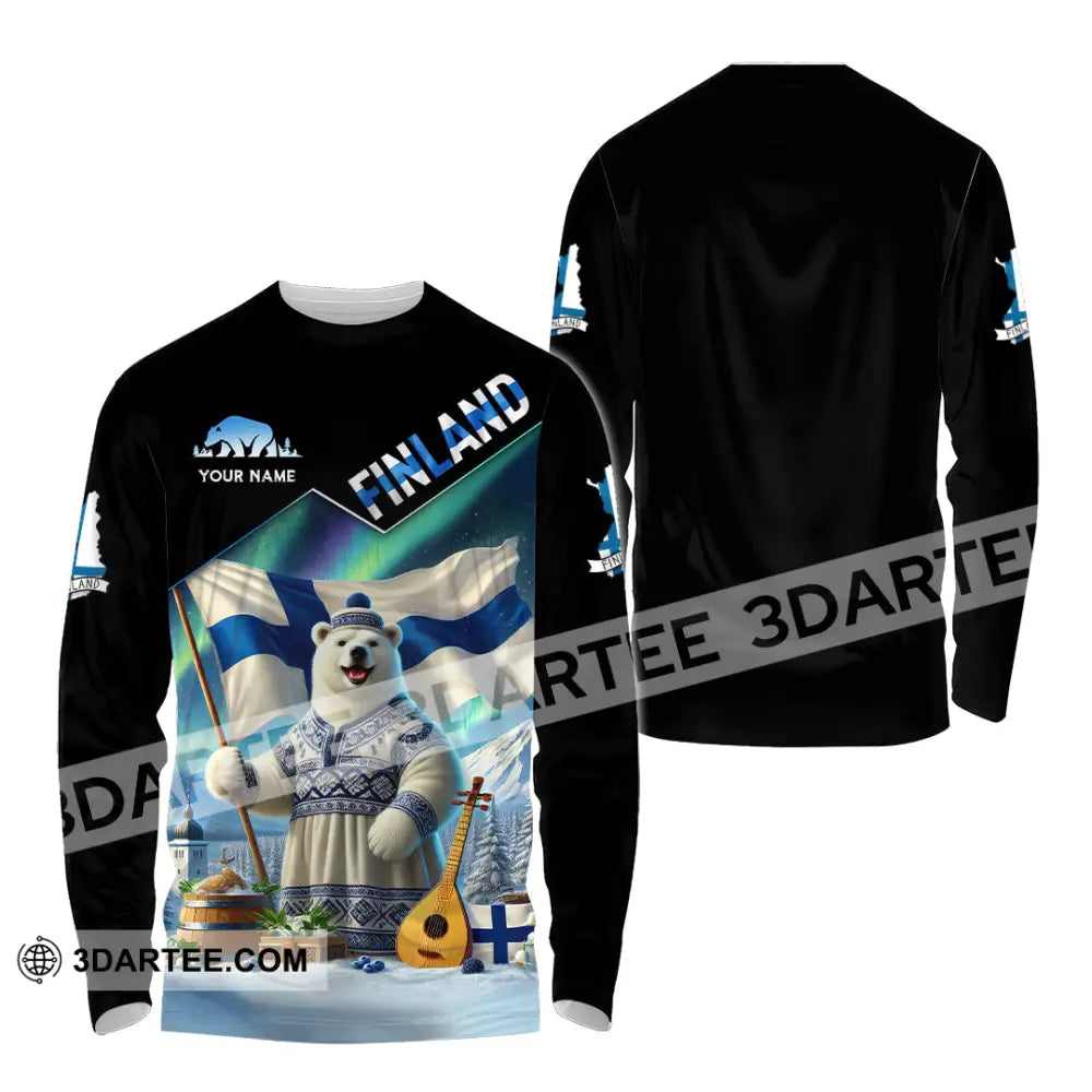 Unisex Shirt Custom Name Finland T-Shirt Lover Gift Long Sleeve / S T-Shirt