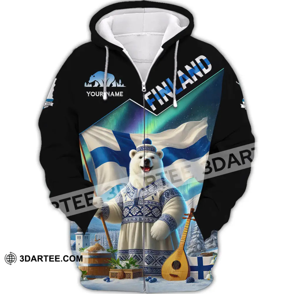 Unisex Shirt Custom Name Finland T-Shirt Lover Gift Zipper Hoodie / S T-Shirt