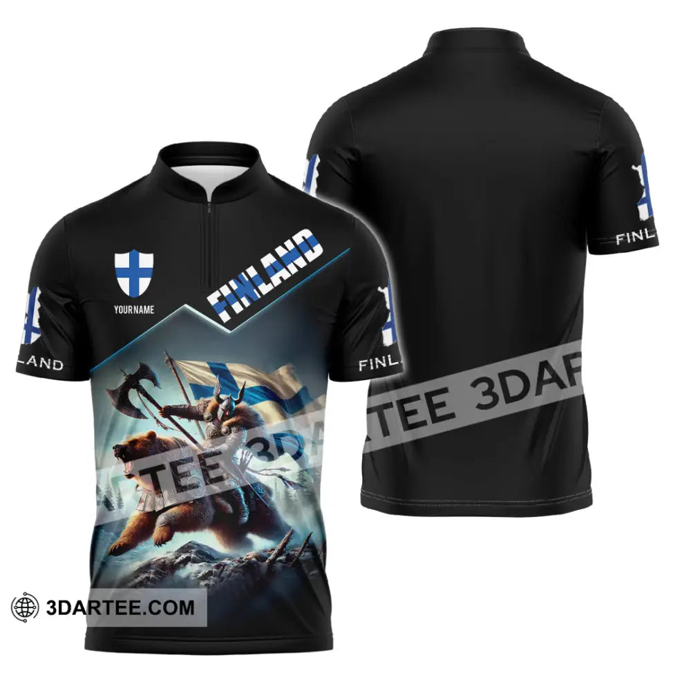 Unisex Shirt Custom Name Finland T-Shirt Lover Gift Zipper Polo / S T-Shirt