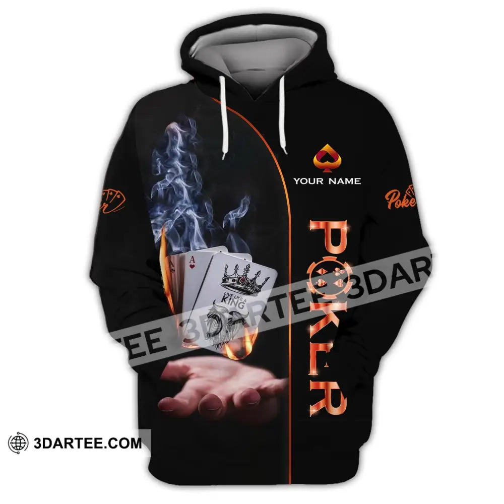 Unisex Shirt - Custom Name Fire And Smoke Poker Hoodie / S T-Shirt