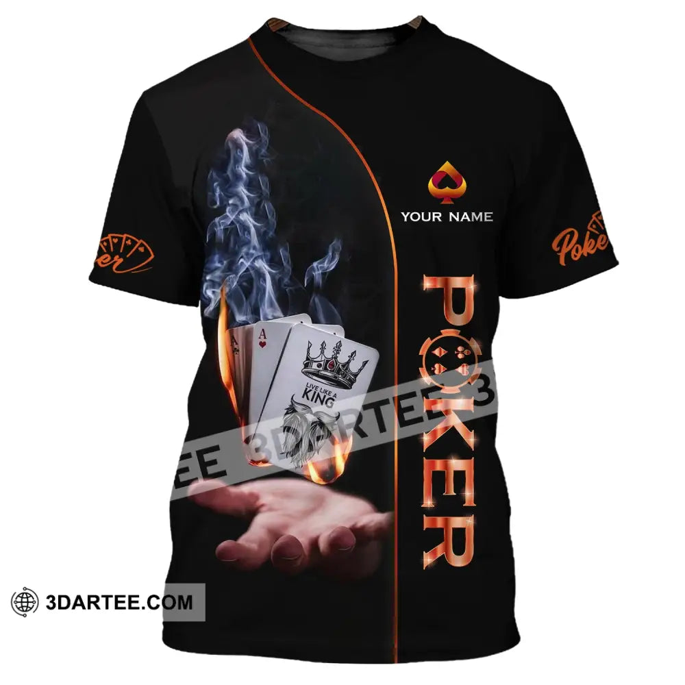 Unisex Shirt - Custom Name Fire And Smoke Poker T-Shirt / S T-Shirt