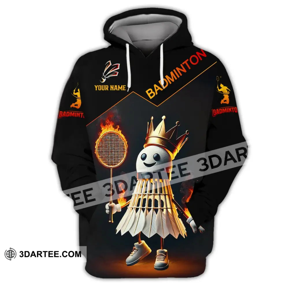 Unisex Shirt - Custom Name Fire Badminton Hoodie / S T-Shirt