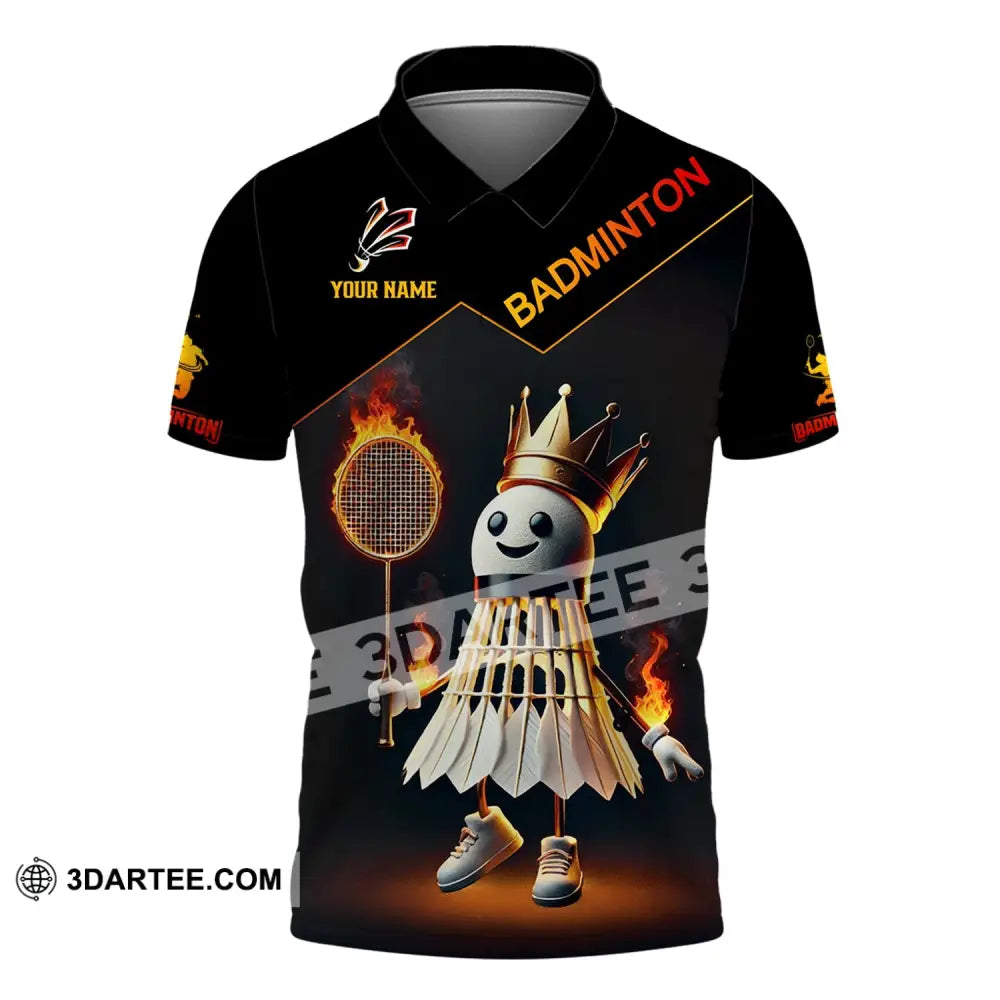 Unisex Shirt - Custom Name Fire Badminton Polo / S T-Shirt