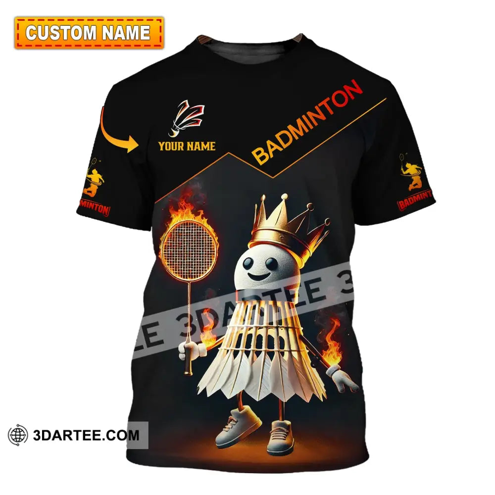 Unisex Shirt - Custom Name Fire Badminton T-Shirt