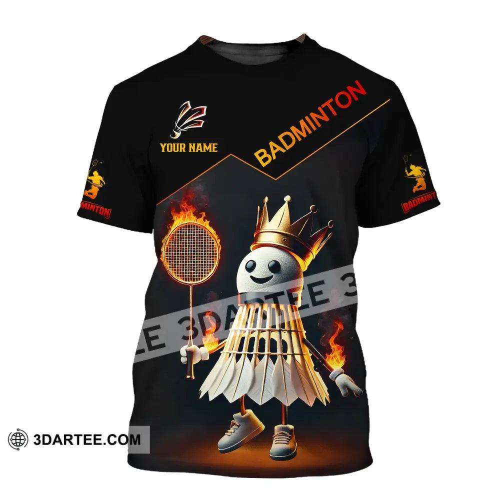 Unisex Shirt - Custom Name Fire Badminton T-Shirt / S T-Shirt